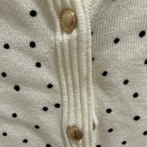 White House Black Market Ivory Cardigan with Black Dots Size large - Picture 3 of 8